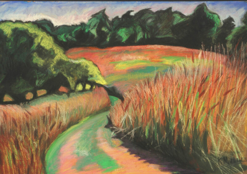 Island Path, Grindstone, 19 by 13, pastel on paper