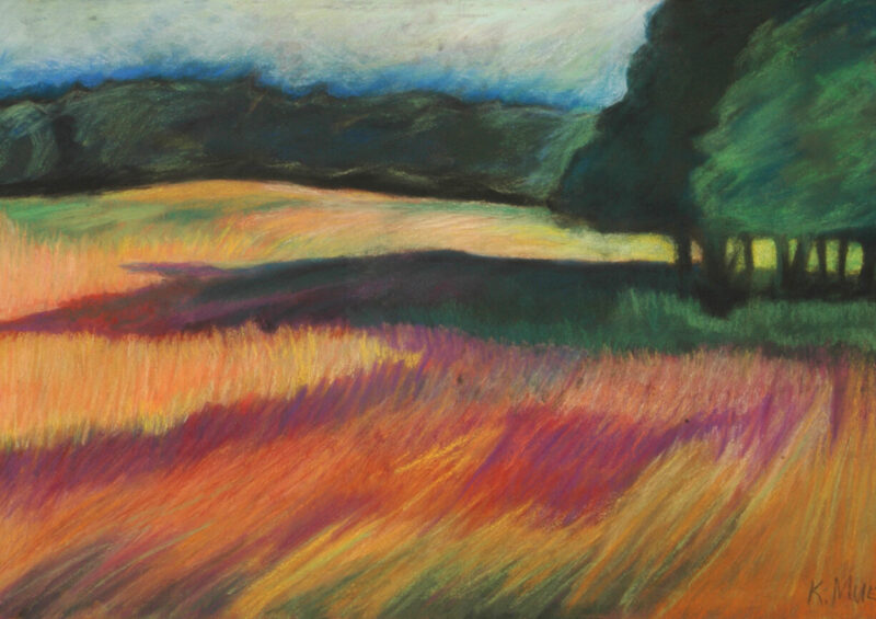 Wind Field, Grindstone Island, 19 by 13, pastel on paper, print only