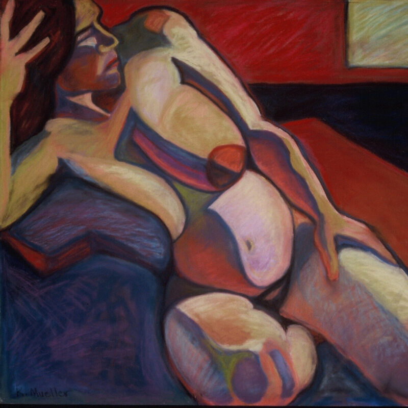 Reclining Nude, 19 by 19, pastel on paper